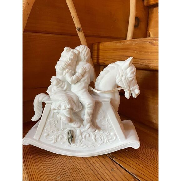 Dept 56 SHARING A CHRISTMAS MOMENT MUSIC BOX Rocking Horse Children Porcelain - Picture 2 of 3
